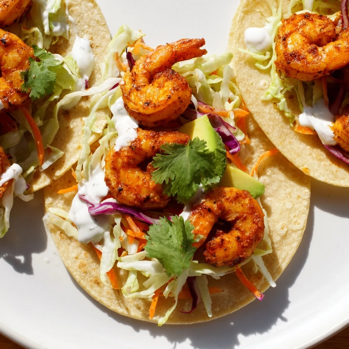 Golden Cajun shrimp and colorful slaw fill warm corn tortillas for a delicious weeknight dinner.