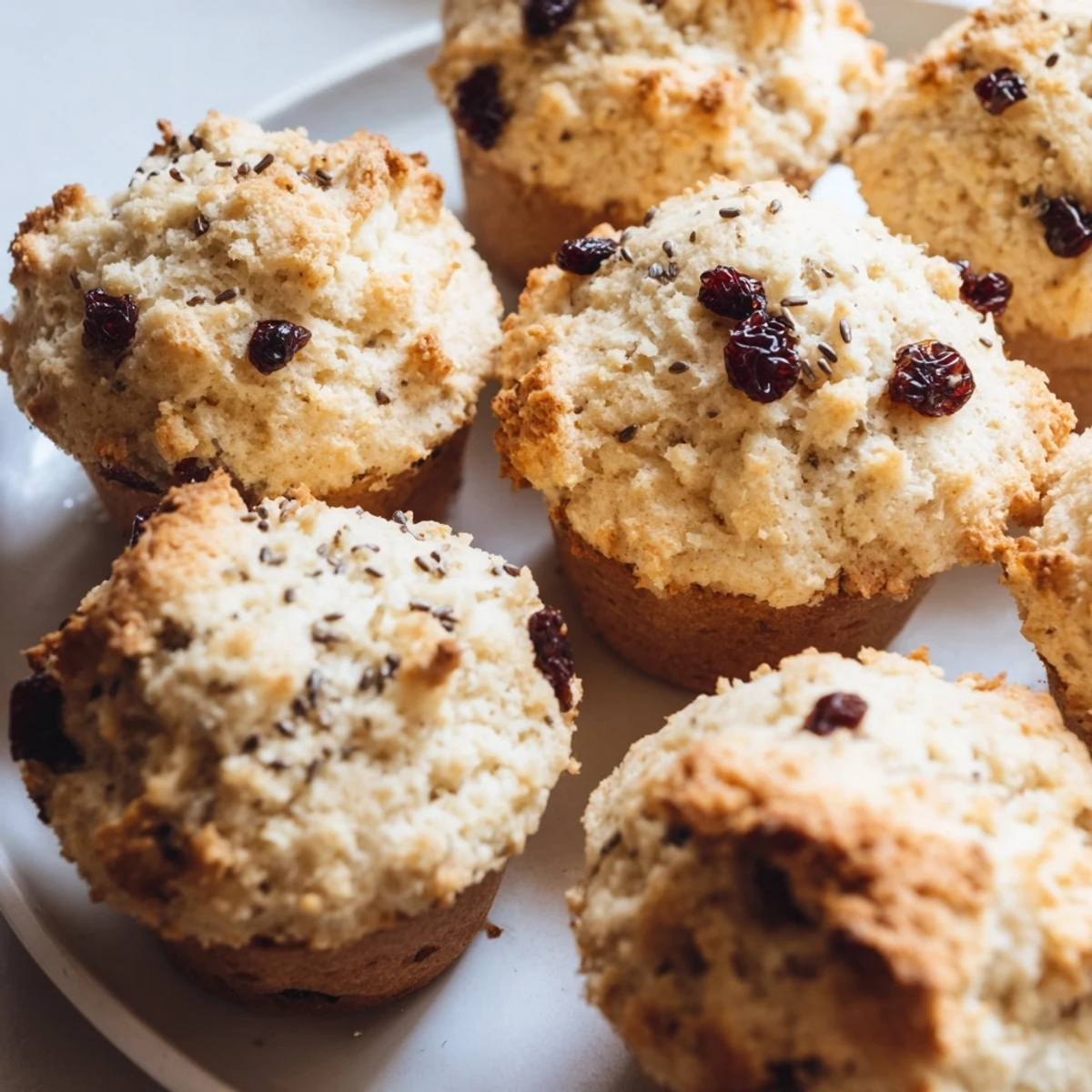 Golden-brown Mini Irish Soda Bread Muffins cooling on a wire rack with visible currants and a sprinkle of sugar.