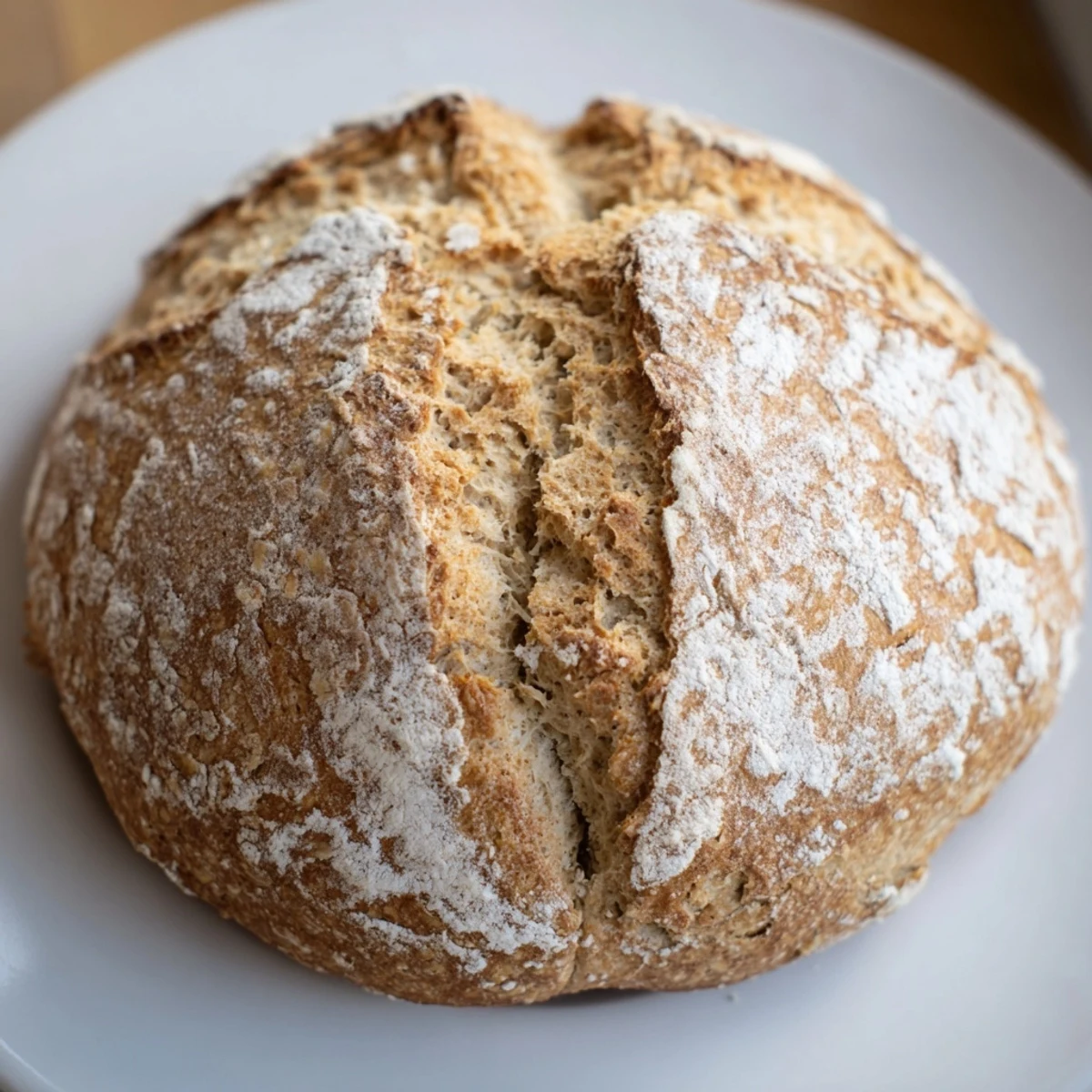 Freshly baked Authentic 4-Ingredient Irish Soda Bread with a golden crust, cooling on a wire rack.