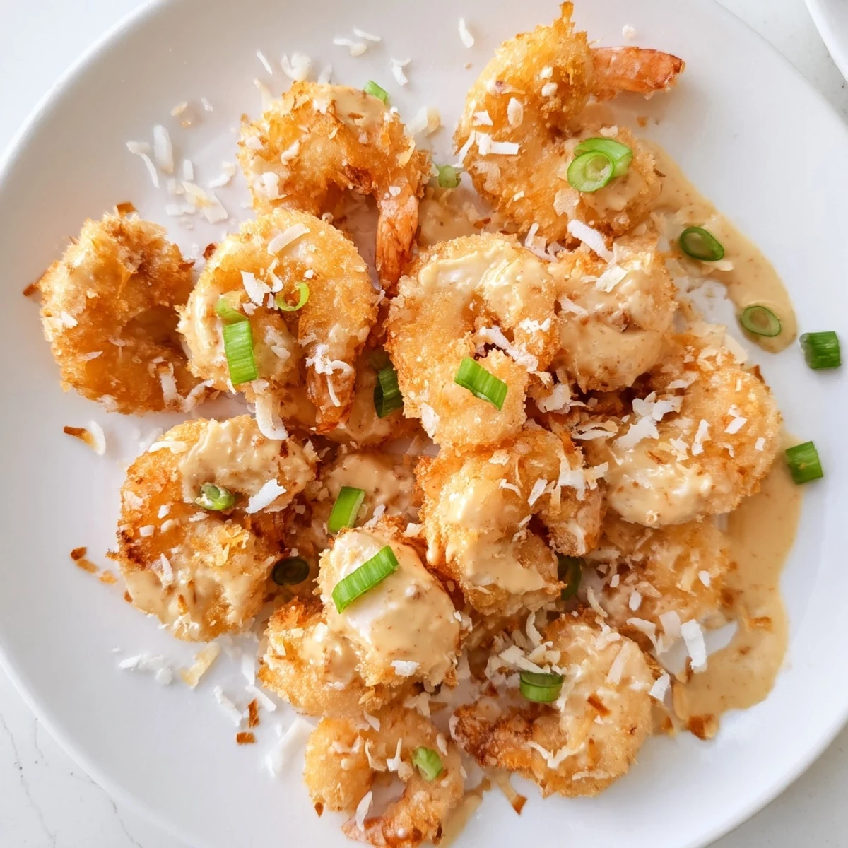 Golden crispy battered shrimp coated in toasted coconut, drizzled with a luscious Chinese Coconut Shrimp sauce for dinner.