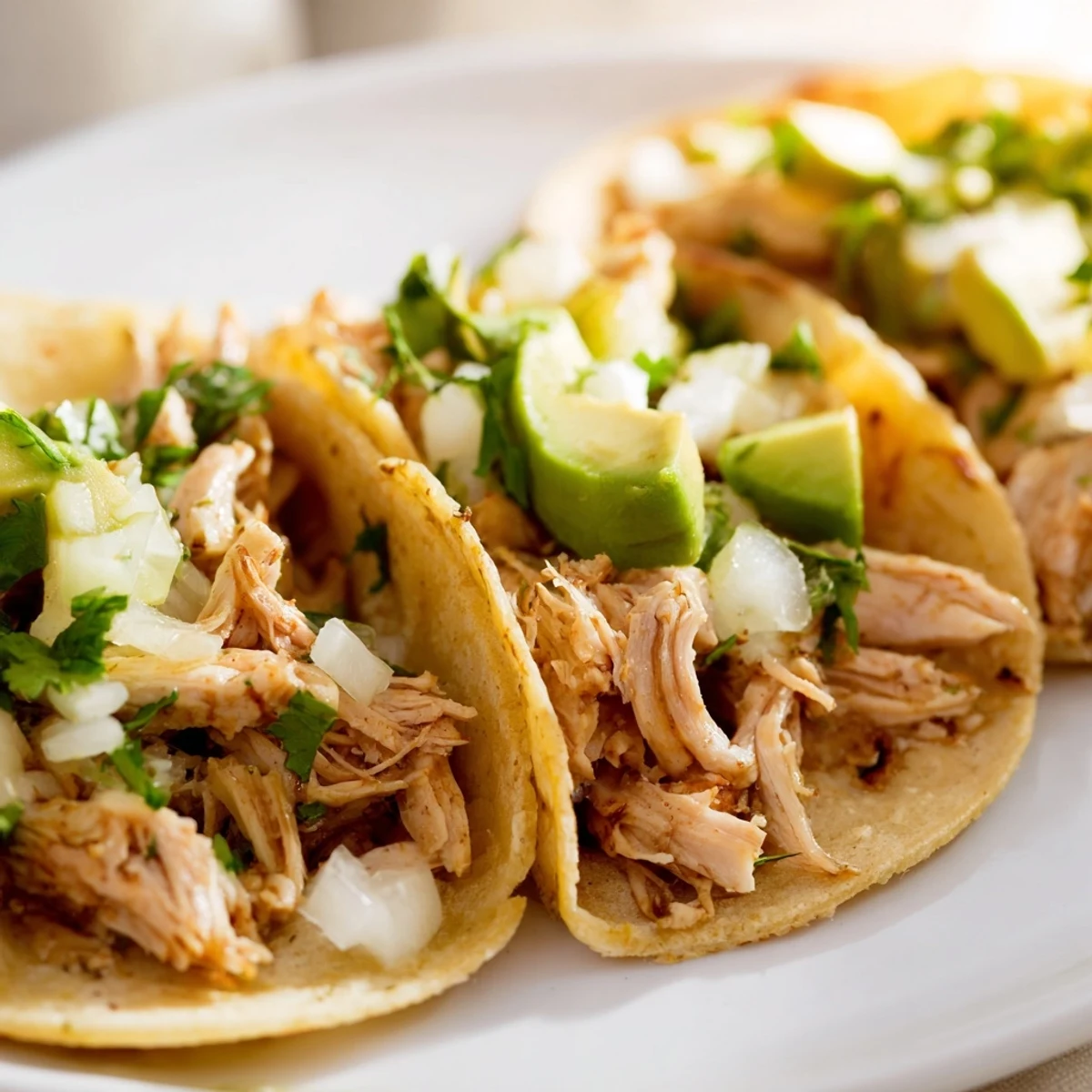 Juicy, spiced chicken nestled in warm corn tortillas with fresh cilantro and onion, showcasing these Chicken Street Tacos.