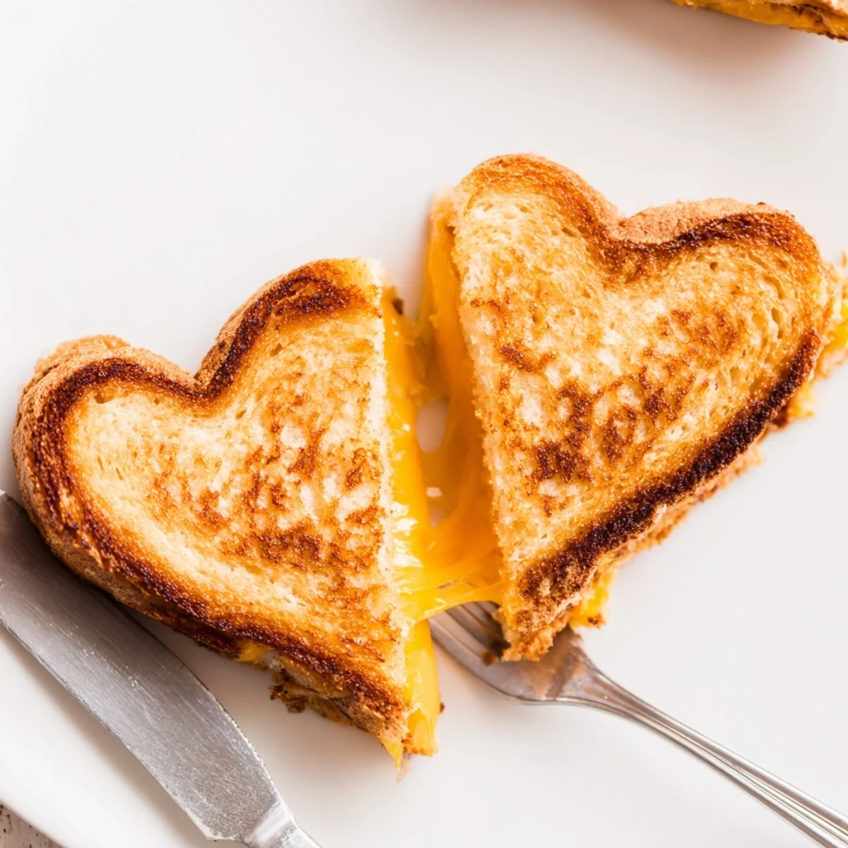 Heart-shaped Mini Grilled Cheese Hearts arranged neatly on a platter, perfect for kids’ lunchboxes or Valentine’s Day parties.