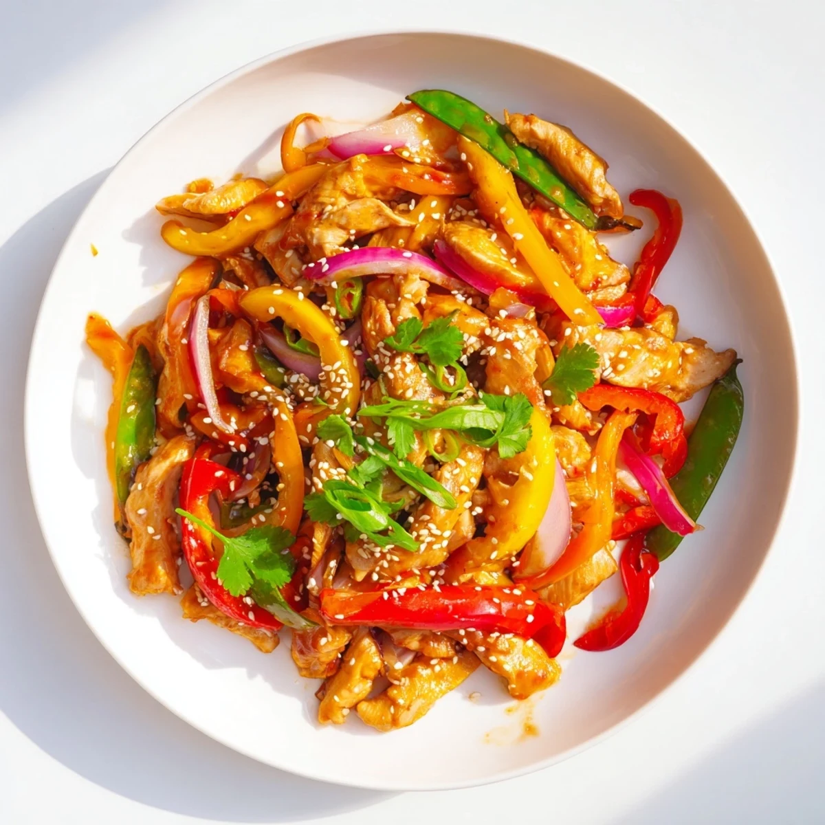 In this Quick Sweet Chilli Chicken Stir Fry, colorful vegetables and juicy chicken are tossed in a wok over steam.