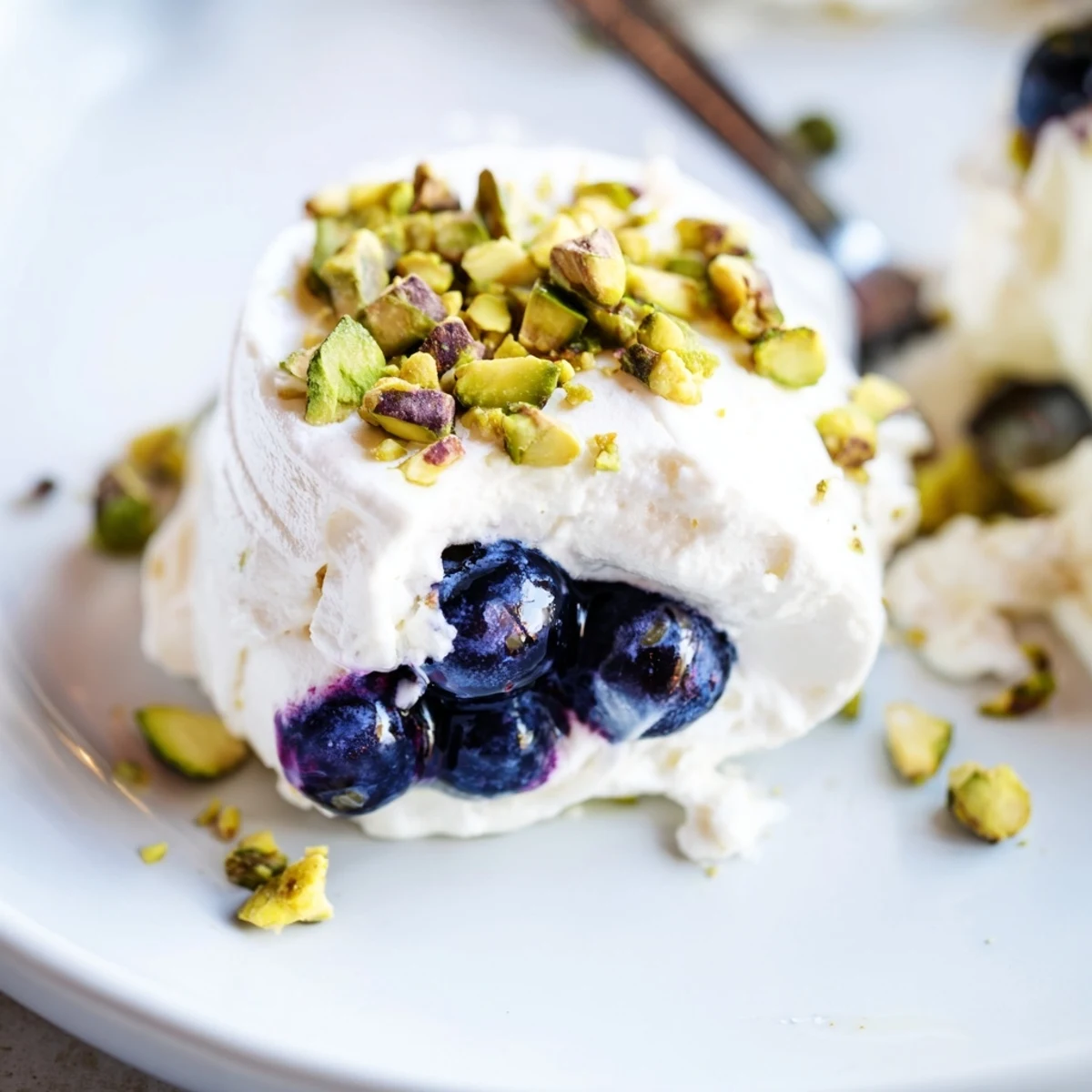 Fresh blueberry Greek yogurt bites on parchment paper with glossy blueberry topping