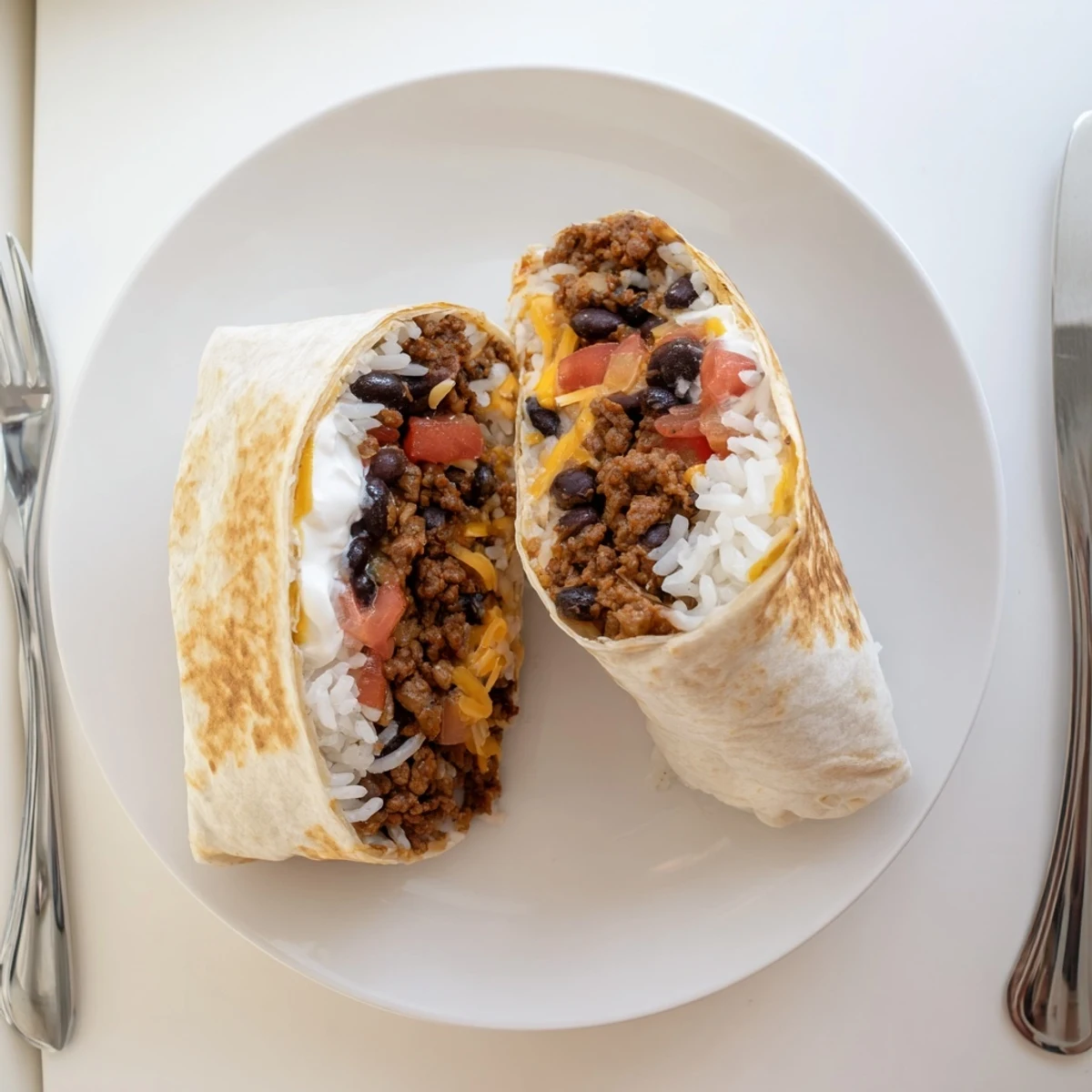 Crispy tortilla wrapped grilled cheese burrito topped with fresh cilantro and diced tomatoes on plate