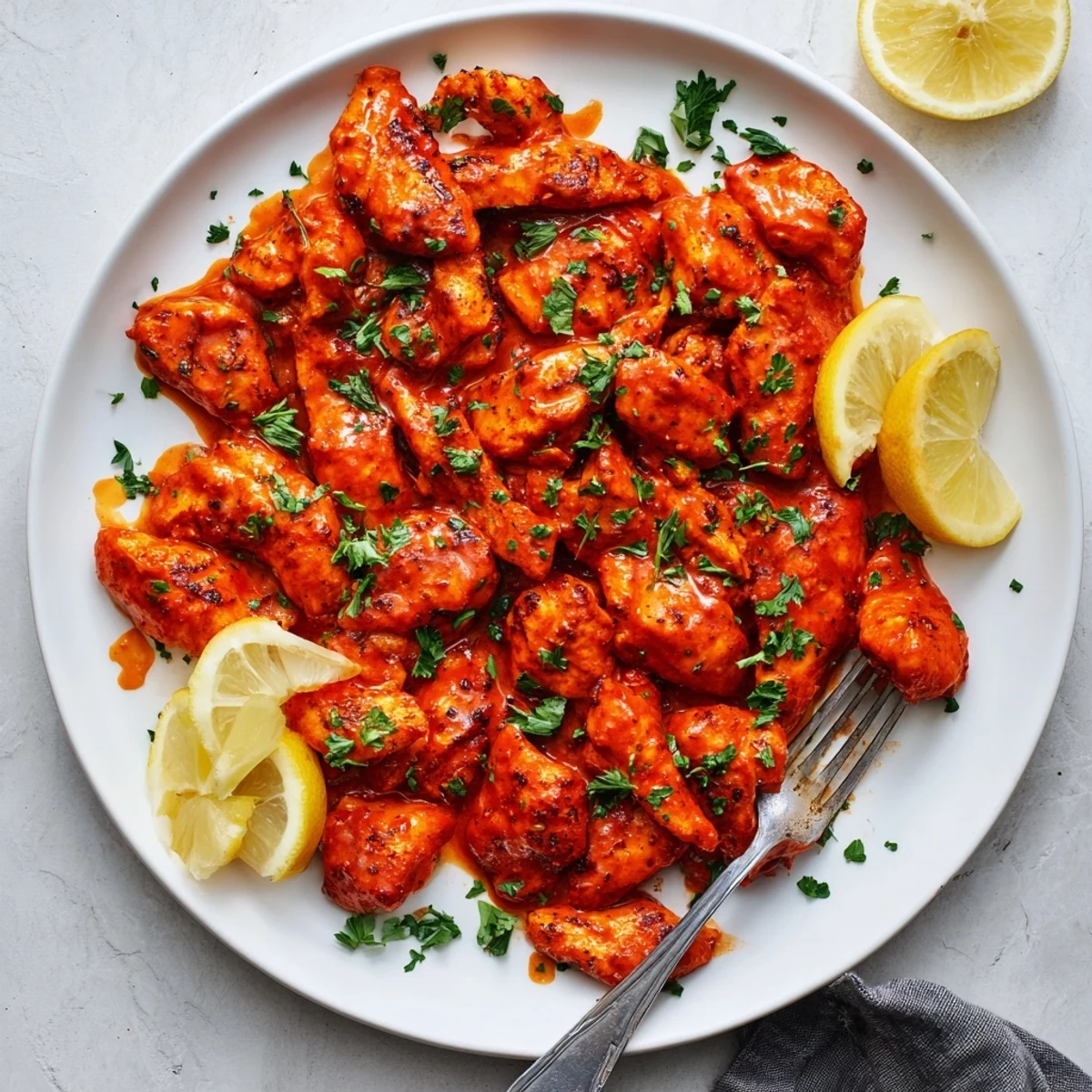 Weeknight dinner of Chicken Diablo served with rice and zesty homemade spicy sauce