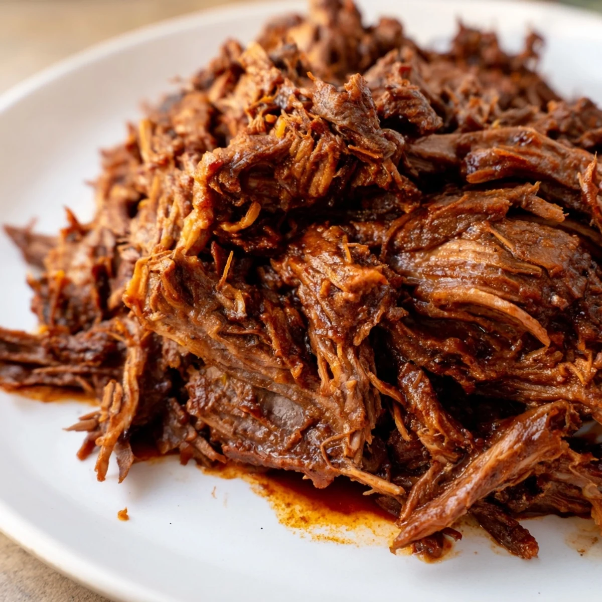 Tender Crock Pot shredded beef slow-cooked with aromatic spices and served in a bowl