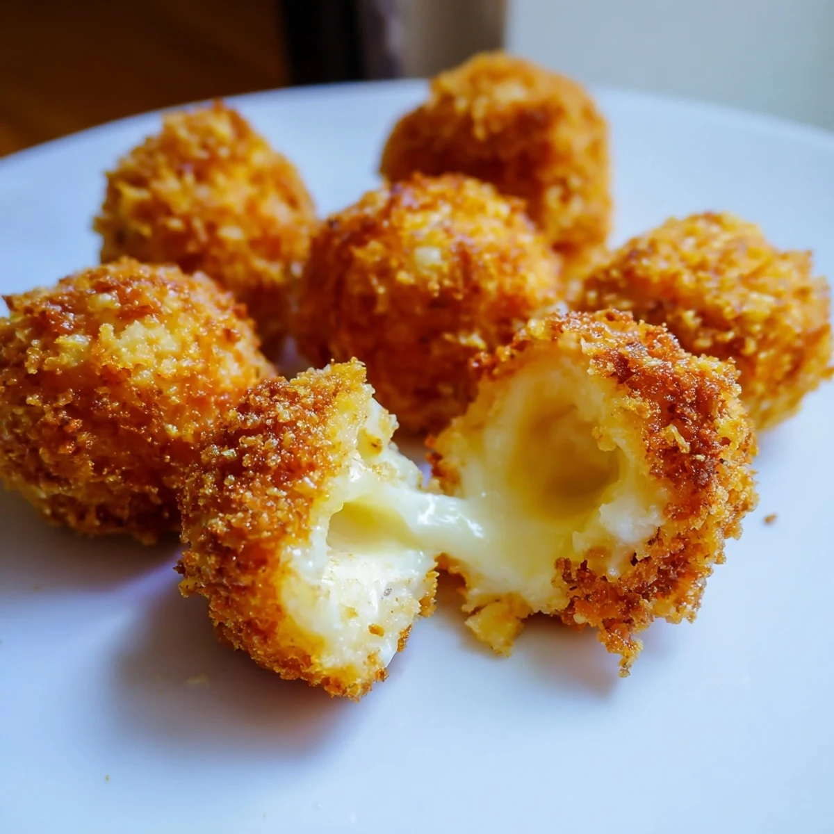 Italian appetizer of golden mozzarella cheese balls served with marinara dipping sauce