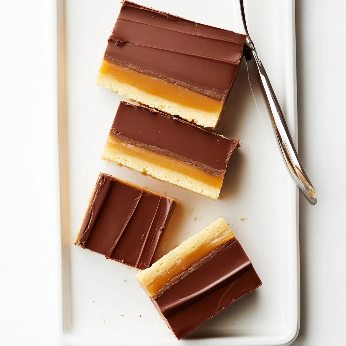 Freshly sliced Twix bars displaying perfect cross-section of cookie crunch, creamy caramel filling, and chocolate coating