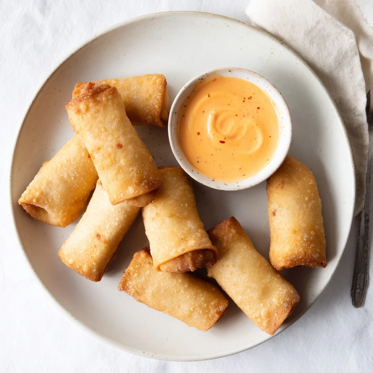 Cajun-spiced Voodoo Egg Rolls with red pepper and cabbage filling, perfectly fried and ready for party dipping