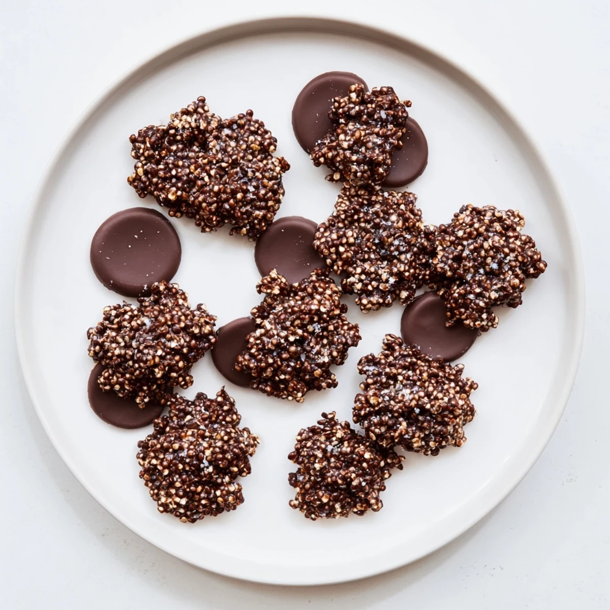 Rich melted chocolate coats crispy toasted quinoa in these satisfying gluten-free treats