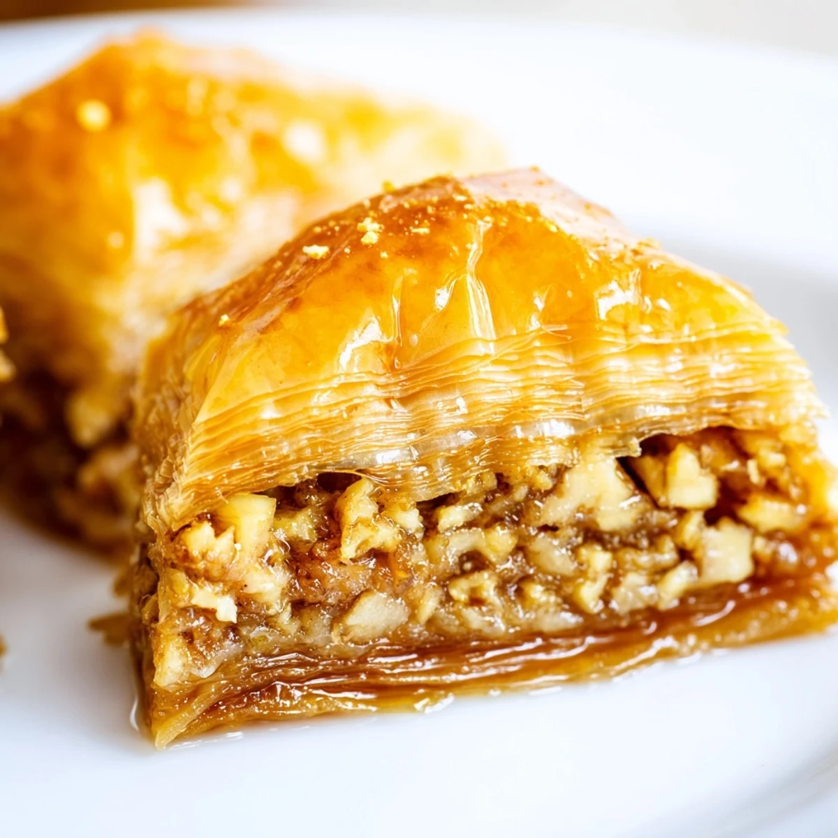 Bosnian baklava with spiced walnut filling and flaky phyllo layers drizzled in honey syrup