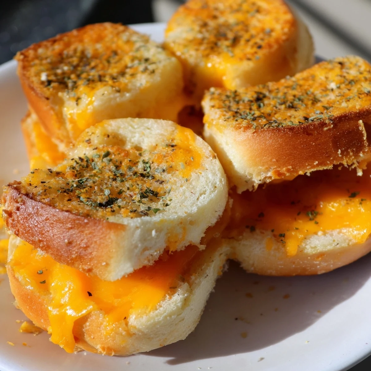 Crispy mini grilled cheese Hawaiian rolls arranged on a platter, perfect for party appetizers