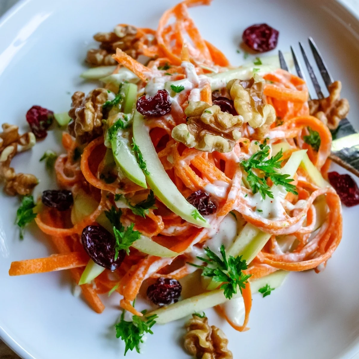 Crunchy Apple Carrot Salad With Creamy Citrus Dressing, crisp apples and walnuts for lunch