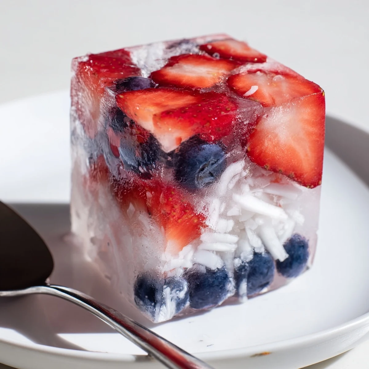 Red White And Blue Ice Cubes Recipe chilling in tray, vibrant patriotic colors