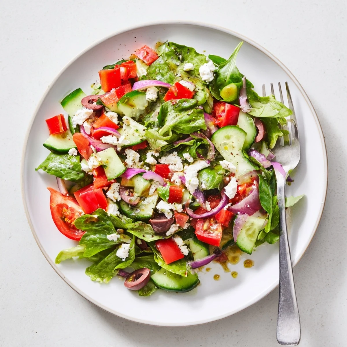Easy Fresh Salad Recipe tossed gently in Dijon-honey vinaigrette, ideal summer side