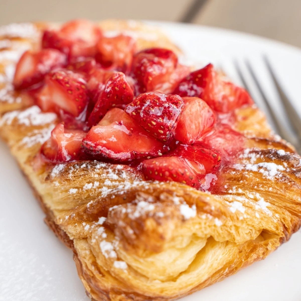 Breakfast-ready Strawberry Danish recipe: creamy cheese center, buttery puff pastry