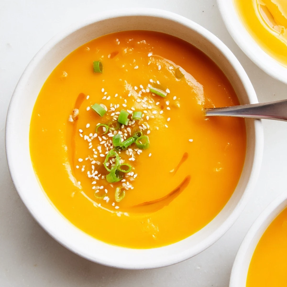 Creamy Carrot Ginger Miso Soup Recipe, fragrant ginger aroma, toasted sesame topping