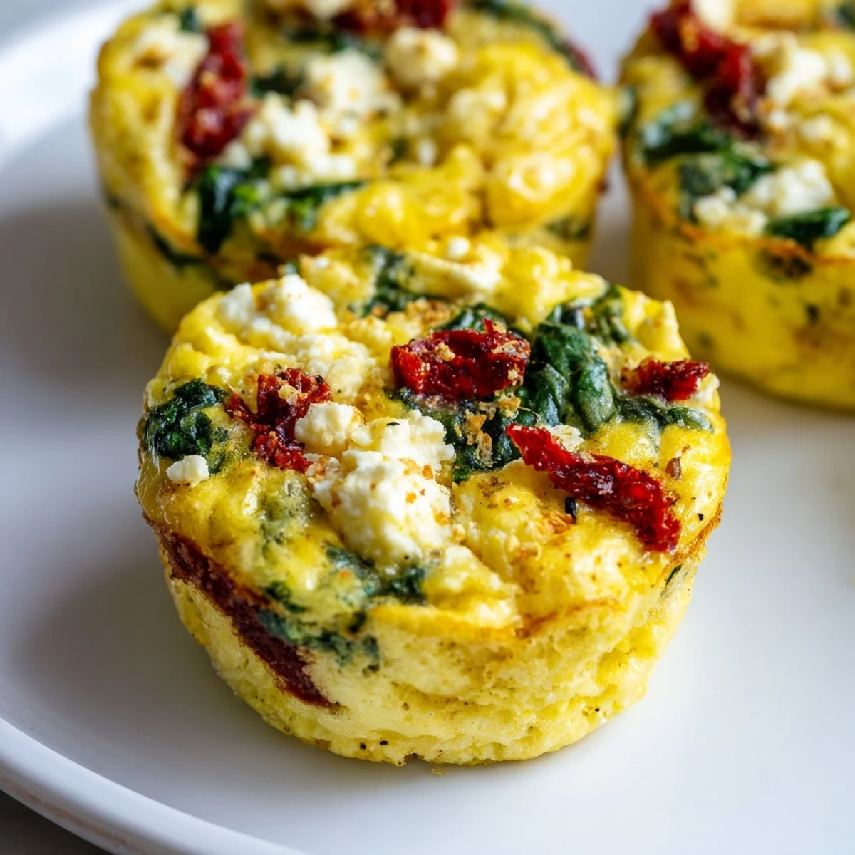 Protein-packed egg muffin cups with spinach feta cheese and sun dried tomatoes ready for meal prep