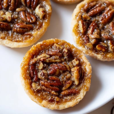 Bite-sized mini pecan pies arranged on a rustic holiday dessert platter